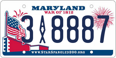MD license plate 3AX8887