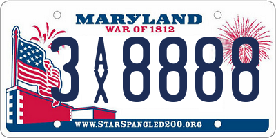 MD license plate 3AX8888