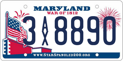 MD license plate 3AX8890