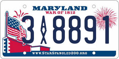 MD license plate 3AX8891