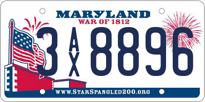 MD license plate 3AX8896