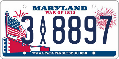 MD license plate 3AX8897