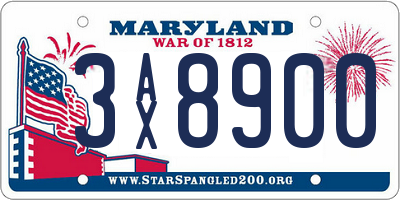 MD license plate 3AX8900
