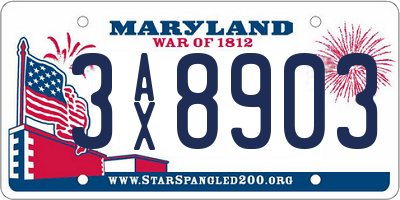MD license plate 3AX8903