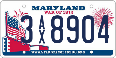 MD license plate 3AX8904