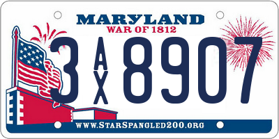MD license plate 3AX8907