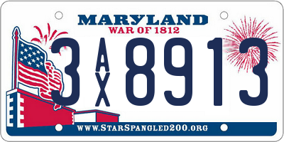 MD license plate 3AX8913