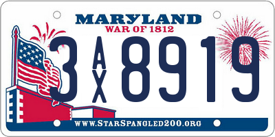 MD license plate 3AX8919