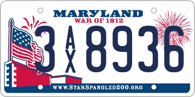 MD license plate 3AX8936