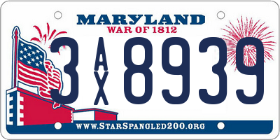 MD license plate 3AX8939