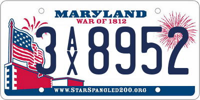 MD license plate 3AX8952