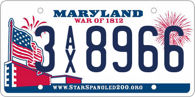 MD license plate 3AX8966