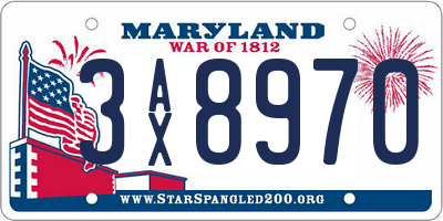 MD license plate 3AX8970