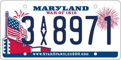 MD license plate 3AX8971