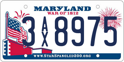 MD license plate 3AX8975