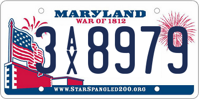 MD license plate 3AX8979