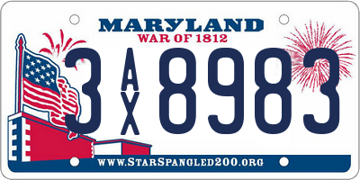 MD license plate 3AX8983