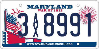 MD license plate 3AX8991