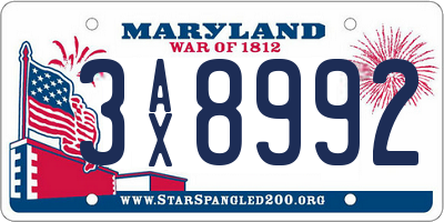 MD license plate 3AX8992