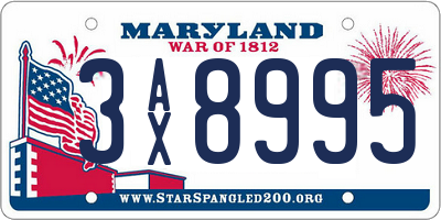 MD license plate 3AX8995