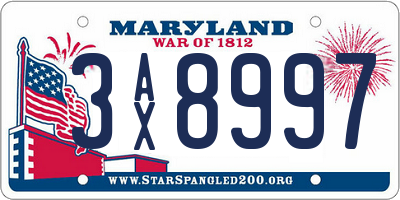 MD license plate 3AX8997