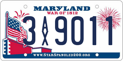 MD license plate 3AX9011