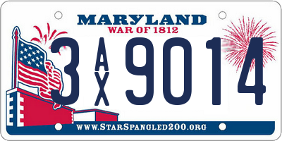MD license plate 3AX9014