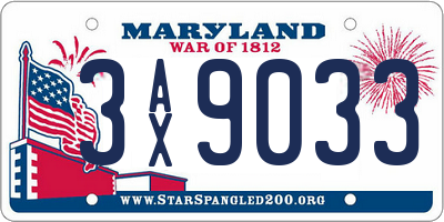 MD license plate 3AX9033