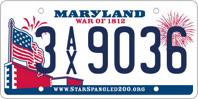 MD license plate 3AX9036