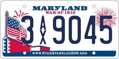 MD license plate 3AX9045