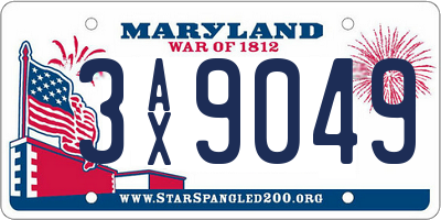 MD license plate 3AX9049