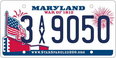 MD license plate 3AX9050