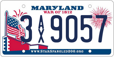 MD license plate 3AX9057