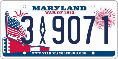MD license plate 3AX9071
