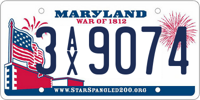 MD license plate 3AX9074