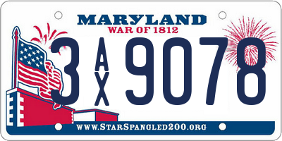 MD license plate 3AX9078