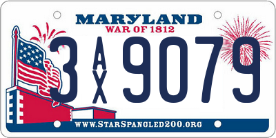 MD license plate 3AX9079