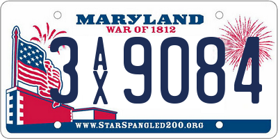 MD license plate 3AX9084