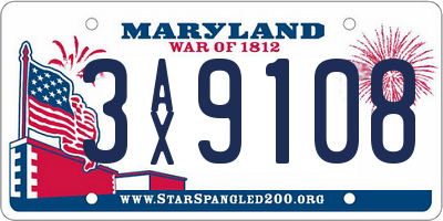 MD license plate 3AX9108