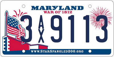 MD license plate 3AX9113