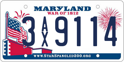 MD license plate 3AX9114