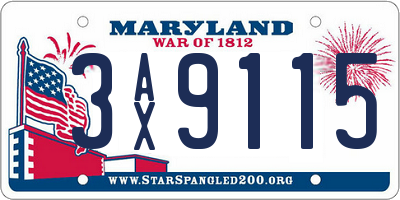 MD license plate 3AX9115