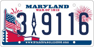MD license plate 3AX9116