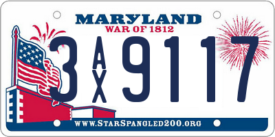 MD license plate 3AX9117
