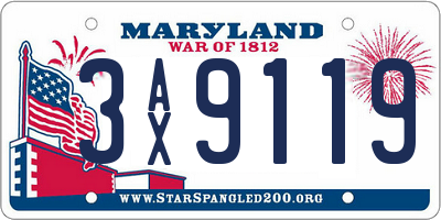 MD license plate 3AX9119