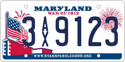 MD license plate 3AX9123