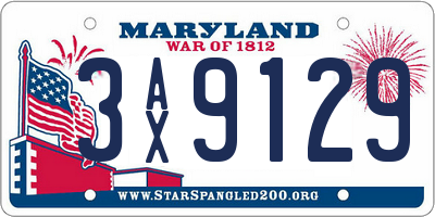 MD license plate 3AX9129