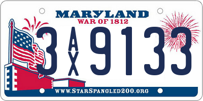 MD license plate 3AX9133