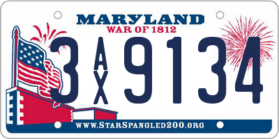 MD license plate 3AX9134