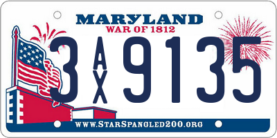 MD license plate 3AX9135